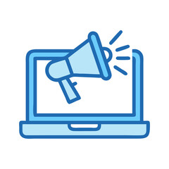 Laptop with Megaphone Notification Icon Design