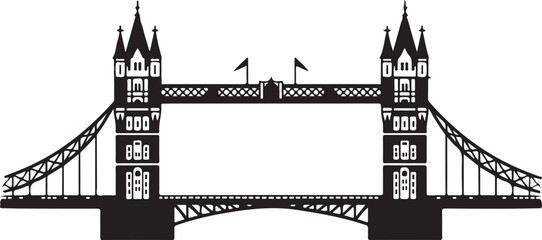 London tower bridge silhouette, London tower bridge vector art illustration