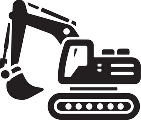 Excavator Icon Silhouette Vector Illustration