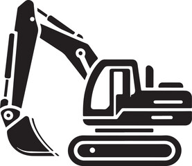 Excavator Icon Silhouette Vector Illustration