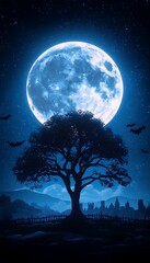 Blue Moon with Bats, and Lone Tree.