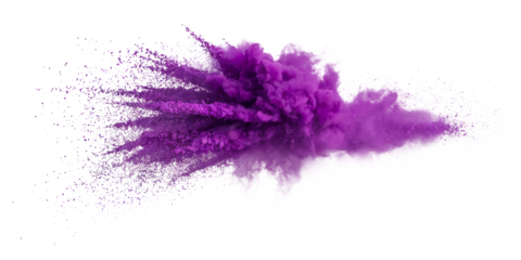 purple powder explosion on white background