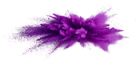 purple powder explosion on white background