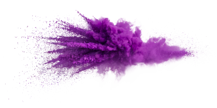 purple powder explosion on white background