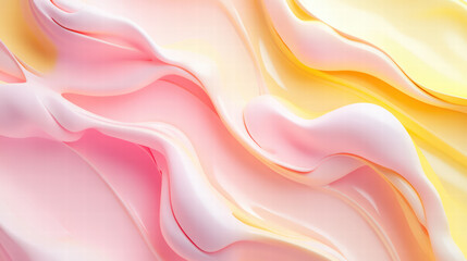 Fototapeta premium Abstract Pink and Yellow Swirls: An artistic composition of vibrant pink and yellow hues blend in a smooth, swirling pattern. This image exudes a sense of fluidity and dynamic movement.
