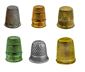 a collection of Rusty vintage thimble
