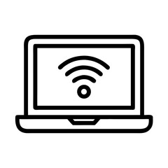 Laptop with Wi-Fi Signal Connectivity Icon Design