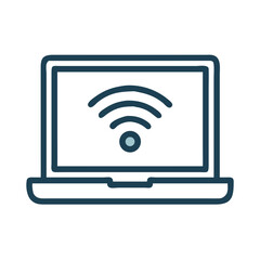 Laptop with Wi-Fi Signal Connectivity Icon Design