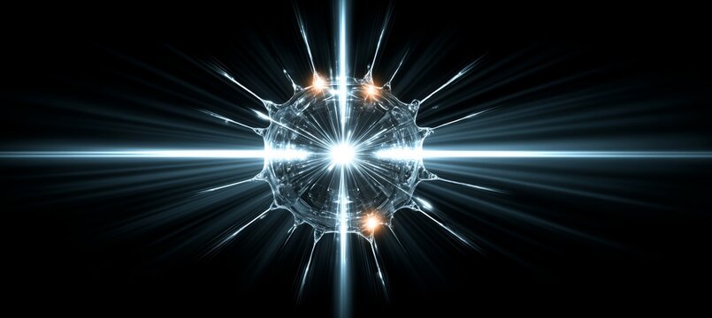 Microscopic nuclear atom reaction. Physics science theory. Generative ai technology.	
