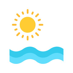 Sun and Waters icon vector image. Suitable for mobile apps, web apps and print media.