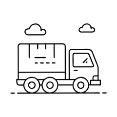 shippingtruck icon, shippingtruck line art - simple line art of shippingtruck, perfect for shippingtruck logos and icons