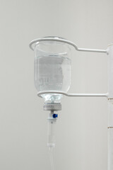 Close up of medical drip or IV line in hospital