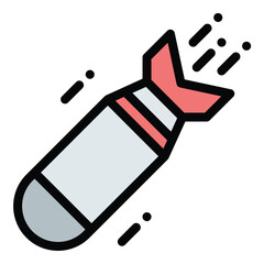 Bomb drop icon flat line style illustration representing explosion or impact, suitable for military, action, and strategy-related projects