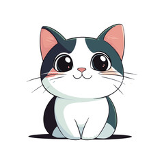 Obraz premium Adorable Cartoon Cat Sitting Cute Playful Pet Illustration