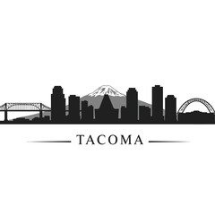 Fototapeta premium Tacoma Skyline Silhouette with Washington State.