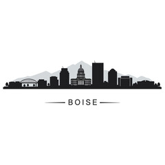 Obraz premium Boise Idaho Skyline Silhouette with Cityscape Vector.
