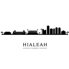 Naklejka premium Hialeah Florida Skyline with Cityscape Vector Silhouette.