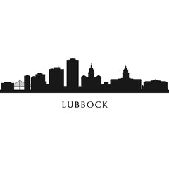 Fototapeta premium Lubbock Skyline Silhouette with Texas, USA, and Vector.