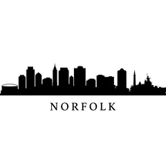 Fototapeta premium Norfolk Skyline Silhouette with Virginia, and Cityscape.