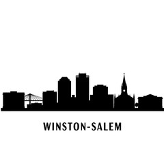 Obraz premium WinstonSalem Skyline Silhouette with North Carolina.