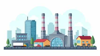 Flat Vector Illustration of Advanced SCADA Protection: Showcasing Cyber-Physical Defense, Network Security, and Continuous Monitoring for National Asset Protection