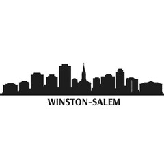 Fototapeta premium Winston Salem Skyline Black Silhouette White.