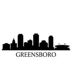 Fototapeta premium Greensboro NC Skyline Silhouette Vector.