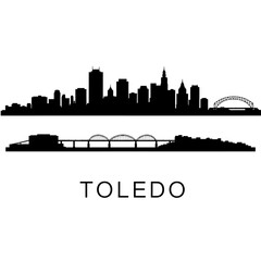 Fototapeta premium Toledo Ohio Skyline Silhouette Black USA.