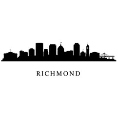 Richmond Skyline Vector Silhouette with Virginia, and City.