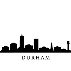 Durham NC Skyline Silhouette with Cityscape Black.