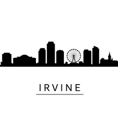 Naklejka premium Irvine California Skyline Black Silhouette.