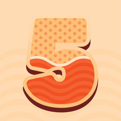 3D Number 5 Icon with Orange ...