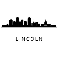 Fototapeta premium Lincoln Nebraska Skyline Silhouette with Cityscape.