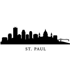 St Paul Skyline Silhouette Minnesota USA City.