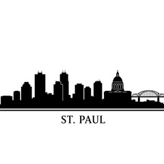 Obraz premium St Paul with Minnesota, Skyline, Silhouette, and Cityscape.