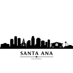 Naklejka premium Santa Ana Skyline Silhouette of California City.
