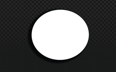 A solid white circle with a subtle shadow effect, positioned on a transparent dark checkered background. Versatile for use as a button, label, or design element.