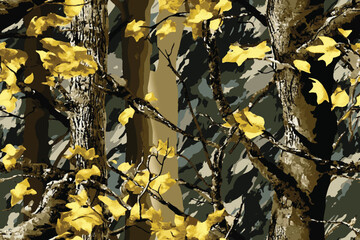 Vector real tree hunting camouflage seamless pattern texture. Camo pattern, hunting seamless pattern. hunting camo. Vector camouflage