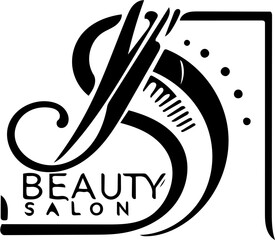 Beauty salon logo design in black and white isolated on white background