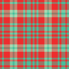 Elegant Traditional bright red & Cool greeny blue Seamless Tartan Textile Design