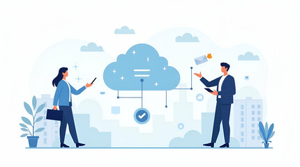 Flat Dynamic Cloud API Integration Solution: Seamless Connectivity, Robust Data Exchange, Efficient Digital Service Orchestration for Enterprises - Cute Vector Illustration