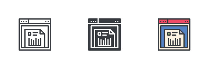 Web browser window displaying a document with a bar chart different style icon set