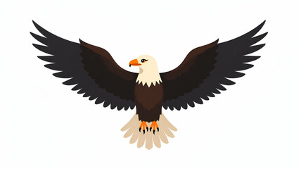 Flat High resolution photostock image portraying the American eagle symbol in majestic flight with dynamic composition and refined detail that epitomizes national strength and freedom in  Simple flat 