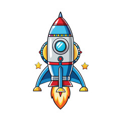 cartoon rocket in space