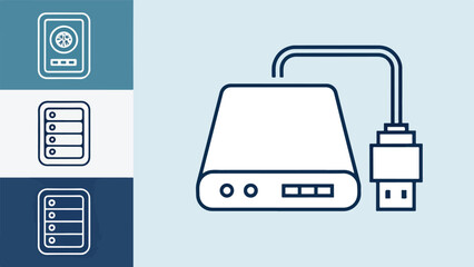 Hard Drive Illustration vector design, External Hard Drive logo design, External Hard Drive icon design