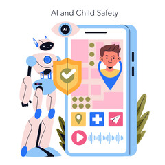 AI Co Parent. Flat Vector Illustration