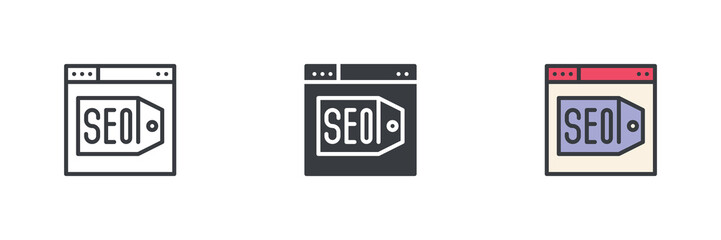 Value of SEO different style icon set