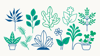 Hand Drawn Plants Stock Illustration — Botanical Sketch Art Design