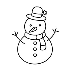 snowman icon, snowman line art - simple line art of snowman, perfect for snowman logos and icons