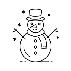 snowman icon, snowman line art - simple line art of snowman, perfect for snowman logos and icons